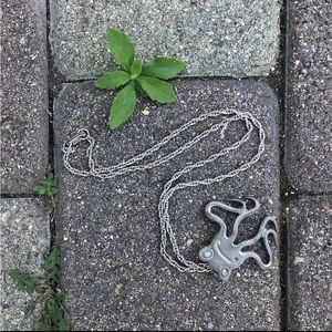 Vintage, Pewter Octopus Pendant, Chain Link Necklace